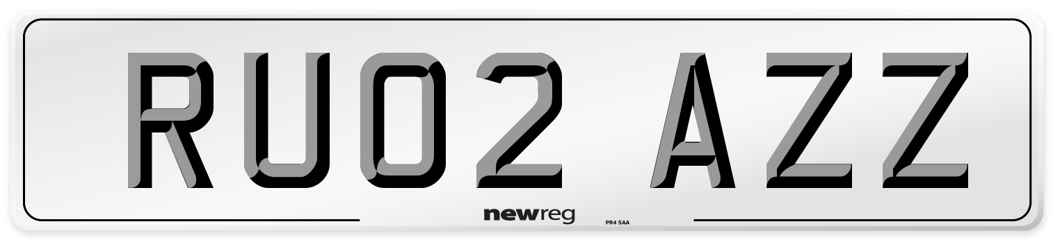 RU02 AZZ Number Plate from New Reg